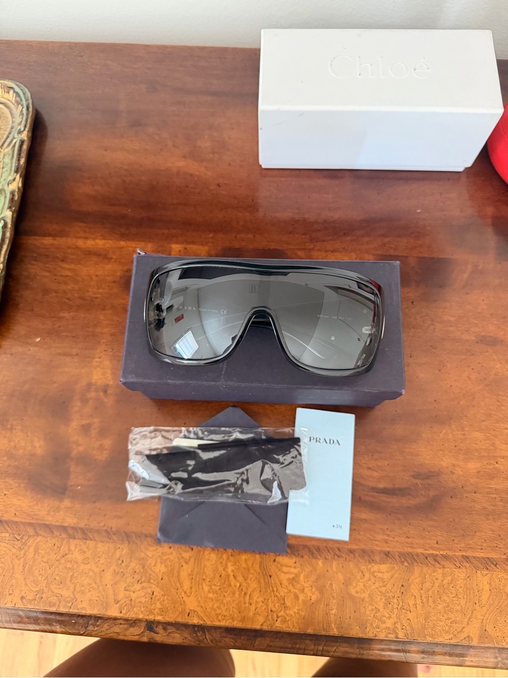Prada Black Shield Sunglasses with Smoke Lenses